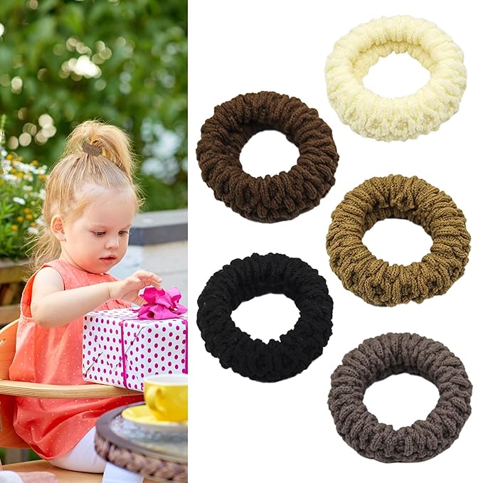 Cotton Seamless Hair Ties Bands，Headrope，Ponytail Holders ， Thick Hair Elastics for Thick Heavy and Curly Hair (10pcs)