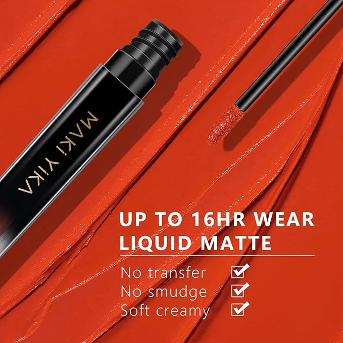 MAKI YIKA Orange Lipstick for Women Color Stay Long Lasting Lipsticks, No Smudge Matte Liquid Lipstick Transferproof Cruelty-Free Lip Color, Orange