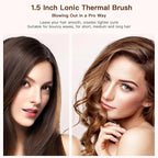3-in-1 Thermal Brush for Blowout Look, 1.5 inch Heated Round Brush with Ion Detachable Heated, Makes Hair Straightening and Smoother Get Natural Curls, Dual Voltage for Travel, Quick&Easy