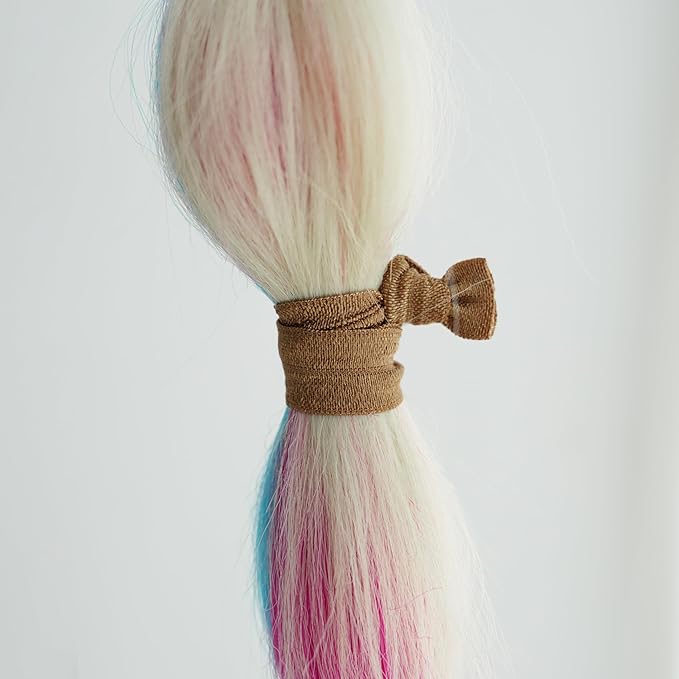 MEEDEE 100 Pack Neutral Tone Hair Ties For Women No Crease Soft Elastic Ribbon No Damage Neutral Tone Hair Ties Knotted Ouchless Hair Ribbon Yoga Hair Ribbons Elastic Bracelets