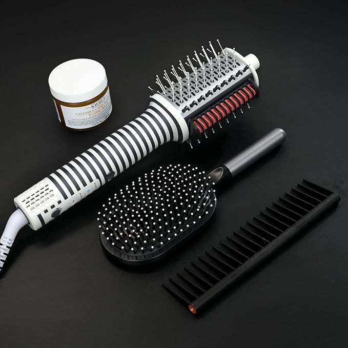 Ellena E1 Blow Dryer + Straighten Hair Brush Dual Mode, Hot Air Brush with 110000RPM High Speed Brushless Motor/Oval Air Barrel/3D Teeth Heated Comb/Handheld Cored, Styler Tool for All Hair Types