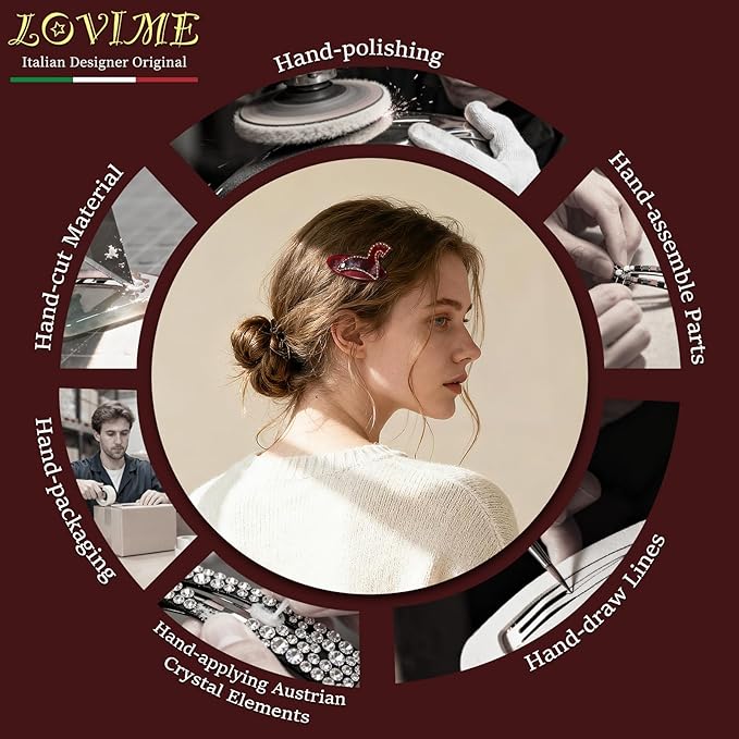 2026 Italian Original Handmade Hair Barrette, Christmas Hair Clip for Women, Plant-Based Acetate France Barrette for Birthday Girls, Durable Styling Hair Accessories for Girls-Steed Whisper