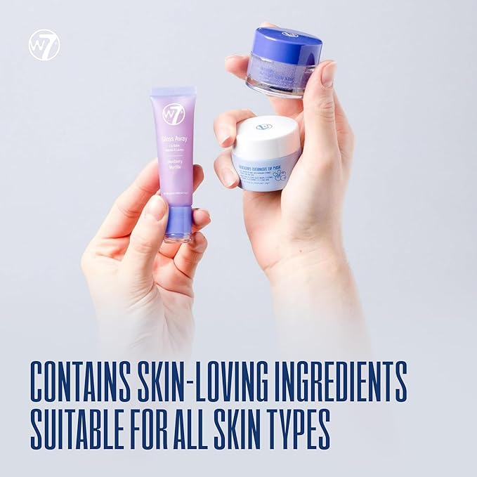 W7 Sweet Dreams Lip Care Trio - 3 Piece Gift Set - Overnight Lip Mask, Lip Balm & Lip Scrub - Blueberry