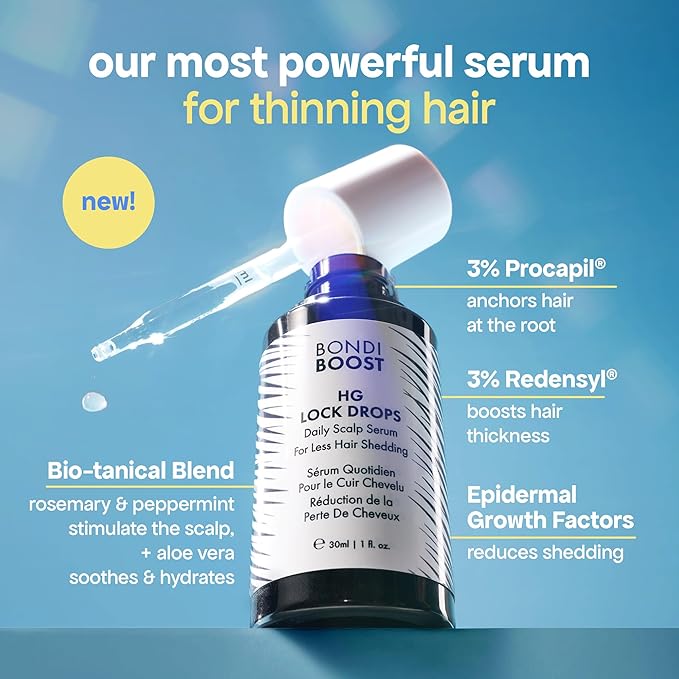 BondiBoost HG Lock Drops Daily Hair Serum for Women – Non-Greasy, Reduces Hair Thinning, Stimulates Scalp, Supports Thicker Fuller Hair – Vegan, Color-Safe, Lightweight for All Hair Types & Textures