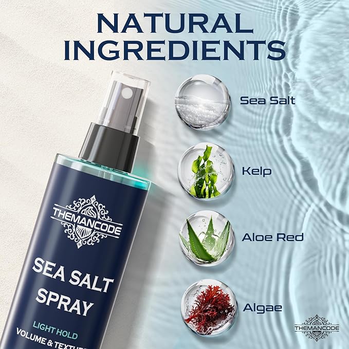 Sea Salt Spray for Men, Light Hold Thickness, Texturizing Hairspray, Valentines Day Gifts for Him, Stocking Stuffers for Man, Surf Spray Adds Instant Volume, Travel Essentials, Christmas Gift, 8.8 Oz