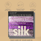 Suncdelv Silk,100% Silk Scrunchies for Hair,22 Momme Hair Ties for Anti-Crease & Breakage,Natural Women Hair Accessories，Fashion Hairbands 6PCS（Purple Gradient）