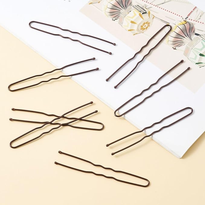 200 Pcs 2.4 Inch U-Shaped Bobby Pins Brown Metal Hair Pins Hair Accessories for Women Stylists Hair Sticks Girl