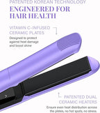 GLAMPALM Hair Straightener 1" Ceramic Flat Iron Infused with Vita C, Korea's No.1 Professional Salon Tool, 3D Swivel Cord & Dual Voltage, Digital LED(210°–450°), 20s Fast Heat-Up, Purple (GP201T)