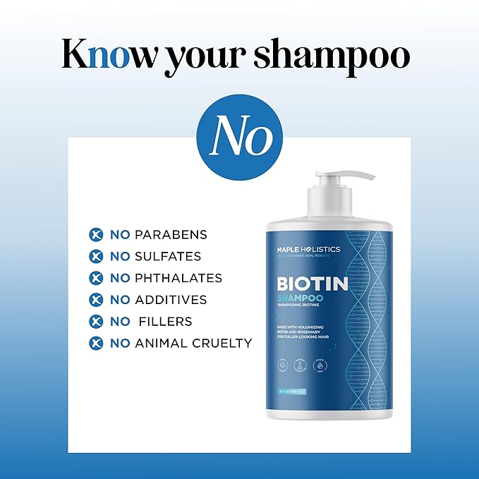 Rosemary and Biotin Shampoo for Thinning Hair - Vegan Volumizing Shampoo for Fine Hair with B Vitamins Argan Oil & Tea Tree Essential Oil - Paraben Silicone and Sulfate Free Vegan Formula (32 Fl Oz)