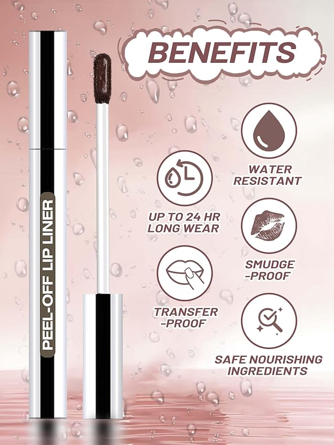 Lip Stain Peel Off Lip Liner Stain with Tweezer, Long Lasting Matte Lip Tint Tattoo, Highly Pigmented Color Lip Makeup, Waterproof Lipstick, Transfer-proof Lipstain for Women, Espresso