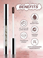 Lip Stain Peel Off Lip Liner Stain with Tweezer, Long Lasting Matte Lip Tint Tattoo, Highly Pigmented Color Lip Makeup, Waterproof Lipstick, Transfer-proof Lipstain for Women, Espresso