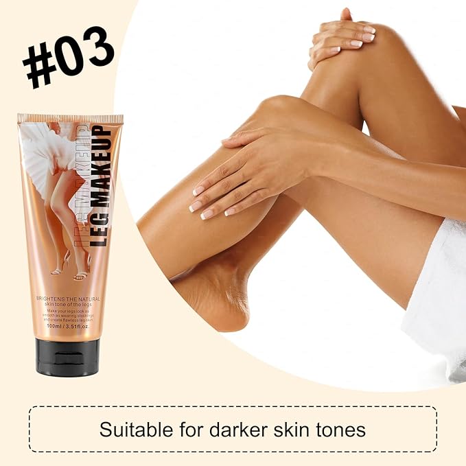 Boobeen Waterproof Leg Makeup Cream, No Transfer Body Concealer, 24-Hour Long-Lasting and Easy to Apply, Smooth & Light Effect for All Skin Tones