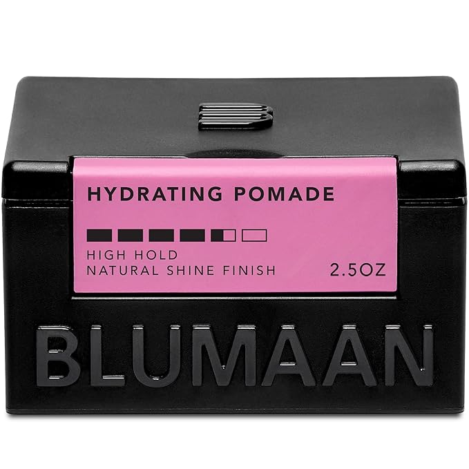 BLUMAAN Hydrating Pomade - Low Shine, High Hold - Water Based, Easy To Wash - Ideal for Quiffs, Pompadours, Ducktails & Slick Back Looks - 2.5 oz