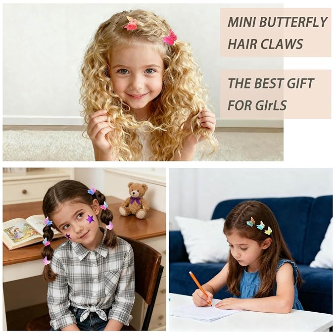 Rosvia 54 Tiny Butterfly Hair Clips,Gradient Color Fairy Hair Claw Clip for Girls Women，90s Y2K Cute Mini Hair Clips，Fun Hair Accessories