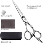 Fenice Peak CNC Professional Hair Cutting Scissors 6.5 Inch Sharp Convex Blade Barber Shears Made of VG10 Japanese Stainless Steel with Adjustment Screw for Salon Hairdressing and Home User