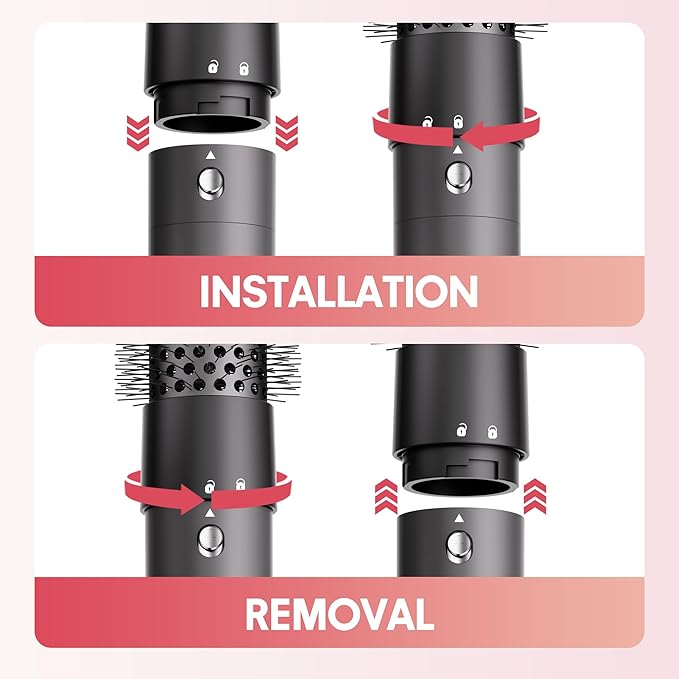 6 in 1 Blow Dryer Brush Set, Powerful Hair Dryer Brush with Auto-Winding Curl L/R, Fast Drying, Smooth Blowouts, Root-Lift Volume, No Heat Damage Frizz-Free Thermal Brush, Hot Air Styler for Travel