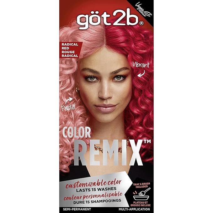 Got2b Color Remix, Customizable Semi-Permanent Hair Color, 092 Radical Red