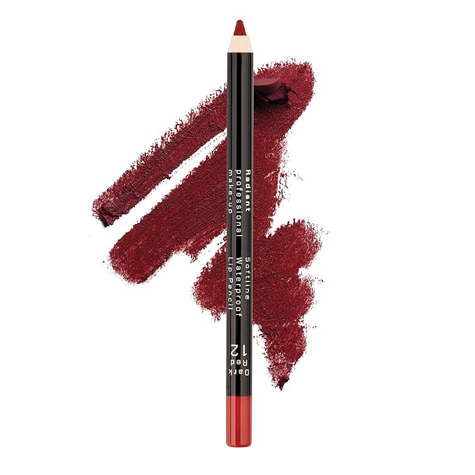 Radiant Professional Waterproof Lip Liner Pencil - Long Lasting Lip Liner for Defined Lips - Soft & Creamy Lipliner with Vitamin E - 1.20 g, (12 DARK RED)