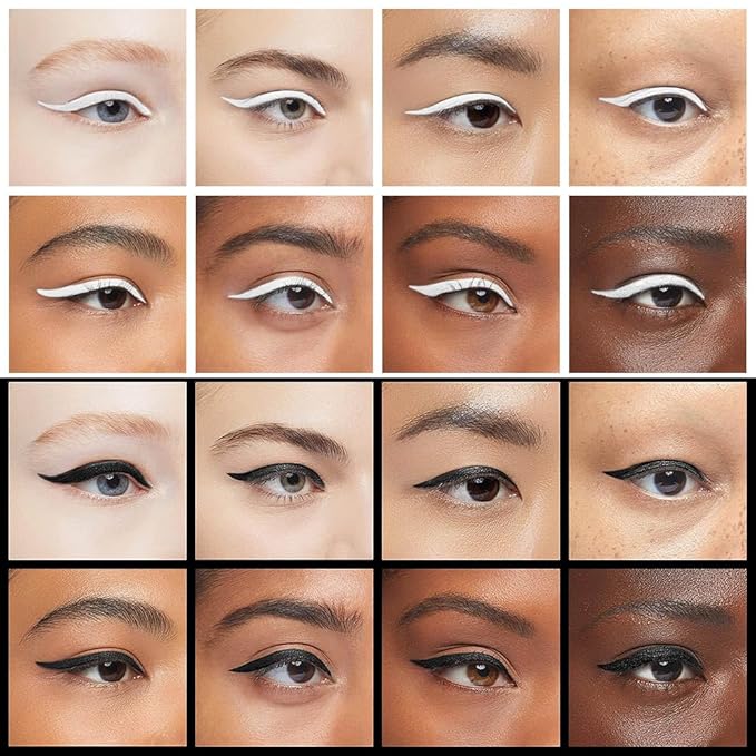 Kaely 2Pcs Black White Gel Eyeliner Pencils Set,Waterproof Eye Liner Pen,Cat Eye Stencil Cat Face Makeup,Eye Black Eyeshadow Palette Stick,Gothic Halloween Makeup,delineador de ojos contra el agua