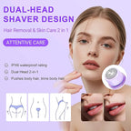 2025 Bikini Trimmer for Women, Cordless& Painless& Waterproof Dual Head Shaver for Women Private Area& Face& Body, 2-in-1 Electric Razors, Bikini Shaver, Hair Trimmer with LCD