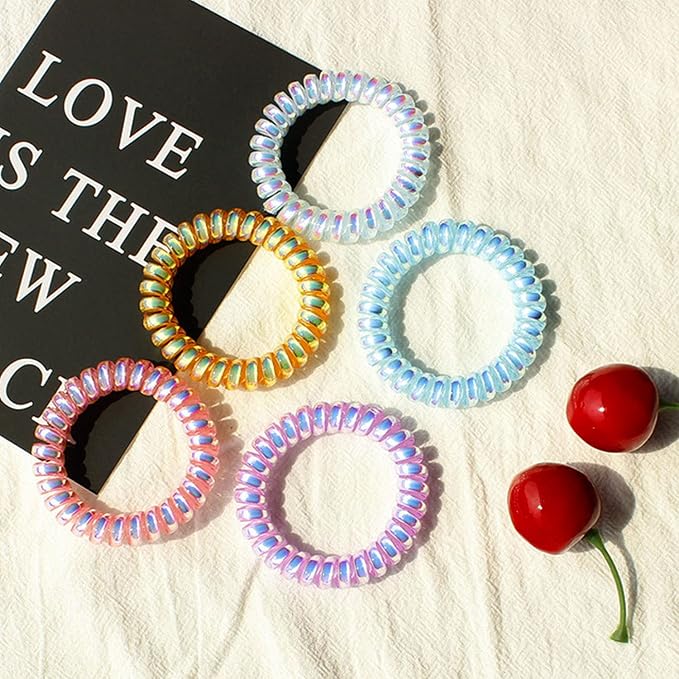 JessLab Spiral Hair Ties for Women, 10-Pack Traceless No-Damage Ponytail Holders, Coils Hair Bands for Girls, Assorted Colors
