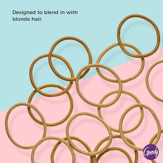 Goody Ouchless Hair Elastics – No Pull, No Breakage, Tangle-Free Hold for Thick, Curly, Coily & Textured Hair – 30 Count, Blonde, Long-Lasting Ponytail Holders for Women & Men