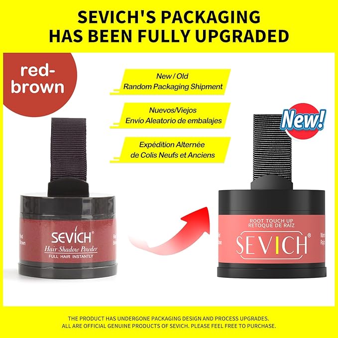 Sevich Hairline Powder - Root Touch Up Instantly Hair Color for Thinning Gray Coverage - Bald Spot Concealing Hair Powder for Women & Men - 48Hour Waterproof & Sweatproof - Red Brown