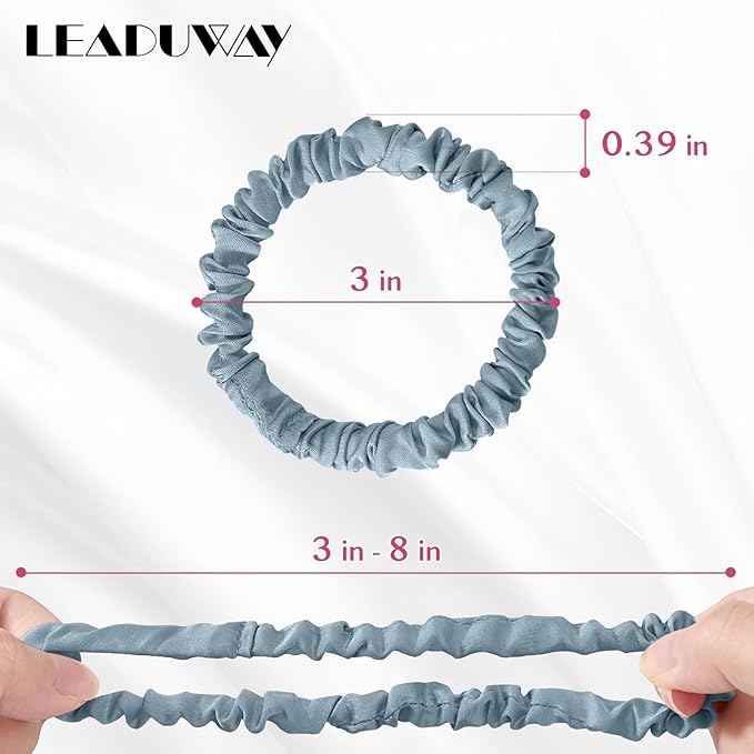 24 Pack Silky Soft Hair Ties, Silk-Like Skinny Scrunchies No Damage Elastic Ponytail Holders for Curly, Thick or Thin Hair, Women and Girls
