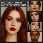 Red Eyeshadow Palette with Mirror Sliver Red Black Tones Matte Shimmer 6 Colors Mini Eye Shadow Pallet Travel Size Highly Pigmented for Joker Vampire Clown Goth Halloween Christmas Makeup