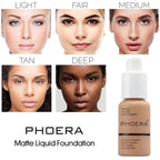 2 Pack PHOERA Foundation Nude 102 and Face Primer, Liquid Full Coverage Foundation Set, Foundation Brush Powder Brush,5 Makeup Sponge,24 HR Matte Oil Control Concealer (102 Nude)