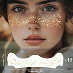 Glitter Freckles, Holographic Face and Body Glitter Tattoo Sparkle for Women Gold Glow Cosmetic Star Makeup Accessories for Festival Rave (12pcs Gold)