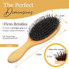 Premium Boar Bristle Hair Brush for Thick Hair Set. Hairbrush for Women With Thick, Long or Curly Hair. Restores Hair's Shine and Health. Comb, Travel Bag & Spa Headband Included