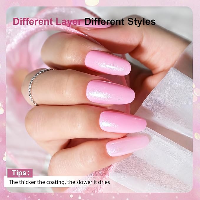 16.5ml Light Pink Glitter Nail Polish Large Volume Quick Dry Nail Polish, Long Lasting Shine, Fingernail Toenail Nail Art DIY Home Travel Nail Art Gift