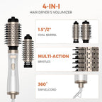 3 in 1 Rotating Hair Dryer Brush, Auto Rotating Blow Dryer Brush Spinning with 2 Brushes (2" & 1.5"), Negative Ionic Brush Blow Dryer, Round Brush Blow Dryer Volumize Curling 100-120V