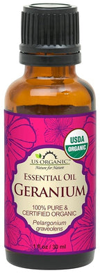 US Organic 100% Pure Geranium Essential Oil - USDA Certified Organic, Steam Distilled - W/Euro droppers (More Size Variations Available) (30 ml / 1 fl oz)