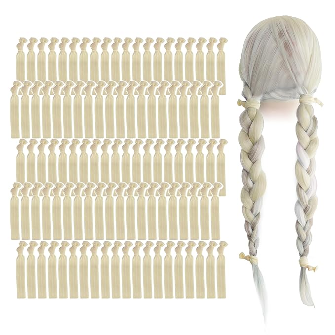 MEEDEE 100 Pack Beige Color Hair Ties For Women No Crease Soft Elastic Ribbon No Damage Beige Hair Ties Knotted Ouchless Hair Ribbon Yoga Hair Ribbons Elastic Bracelets