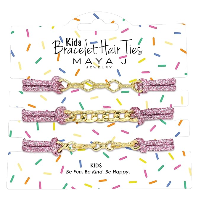 Pink Sparkle Elastic Kids Bracelet Hair Tie in Yellow