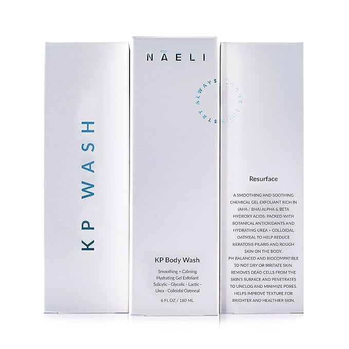 NAELI Exfoliating Body Wash with Salicylic & Glycolic Acid - Natural Keratosis Pilaris Treatment, KP Bump Eraser, Back & Butt Acne Gel - Smooths & Hydrates, 6 oz