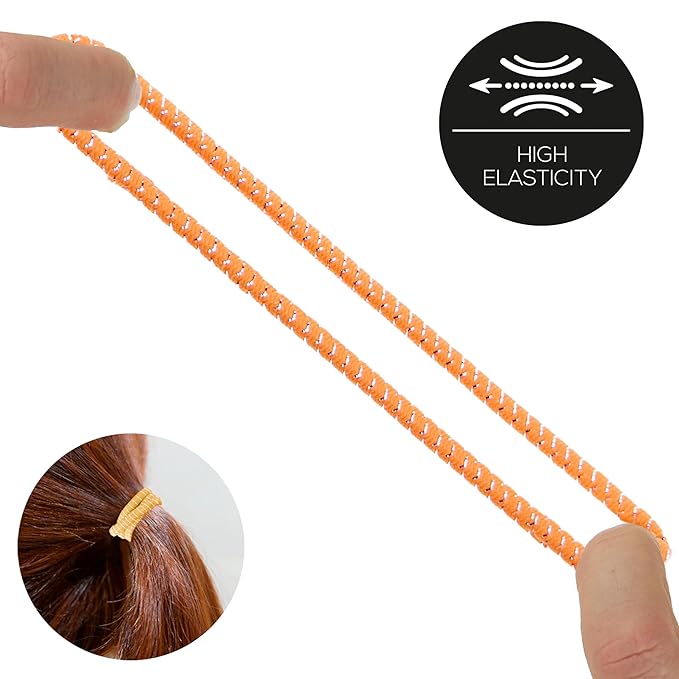 216-Piece Hair Ties, 4mm Hair Elastics, No Metal Ponytail Holders for Women, Durable for Thick, Curly and All Hair Types-Neutral Solids & Stripes