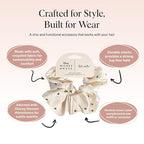 Kitsch & Mickey/Minnie Fabric Rhinestone Scrunchies for Girls and Women, Hair Scrunchies for All Hair Types, Perfect for Updo | Ideal Gifts for Women (Cream) - 1 Piece