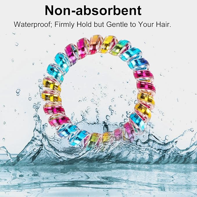 JessLab Spiral Hair Ties for Women, 10-Pack Traceless No-Damage Ponytail Holders, Coils Hair Bands for Girls, Assorted Colors