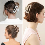 4 Inch Big Hair Claw Clips 6 Pcs Large Claw for Thick Hair Square Hair Clips for Women Rectangle Hair Clips Nonslip Acrylic Banana Jaw Clips Hair Accessories for Girls (Brown Blue)