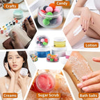 24 Pack 8 Oz Plastic Containers with White Lids, Clear Empty BPA Free and Refillable Cosmetic Jars Travel Containers for Creams, Lotion, Bath Salts, Sugar Scrub, Slime, Lip Scrub, Makeup