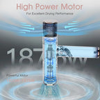 MIRACOMB Foldable Travel Hair Dryer, Powerful Ionic Blow Dryer Pro with Brushless Motor for Fast Drying, Lightweight Portable Hairdryer for Women/Men, Digital Heat/Speed Settings, with 2 Nozzles