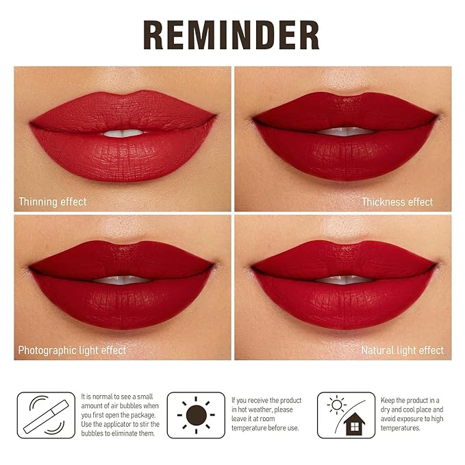 MAKI YIKA Red Lipstick for Women Color Stay Long Lasting Lipsticks Smudgeproof Matte Liquid Lipstick Transterproof Lip Makeup, No Rules