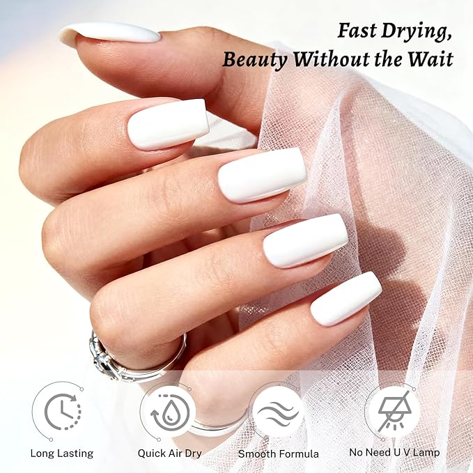 18ml White Nail Polish Large Volume Quick Drying Nail Polish, Fast Drying and Long Lasting Color Nail Art DIY Home Manicure Gift for Women