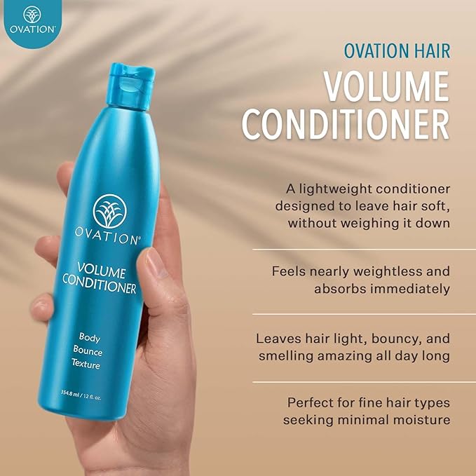 Ovation Hair Volumizing 3-Step Bundle for Fine Hair - with Volume Shampoo and Conditioner, Cell Therapy Hair Growth & Healthy Scalp Treatment - Add Weightless Volume, Bounce & Fullness