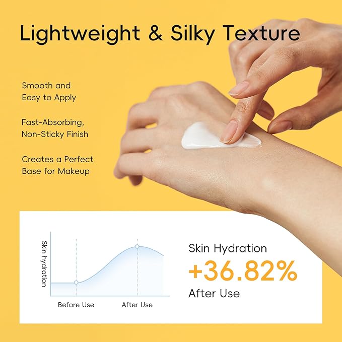 Face Sunscreen SPF 50 with Snail Mucin – Hydrating Daily Lightweight Body Sunscreen, Non-Greasy & Non-White Cast, Sensitive Skin-Friendly 50g