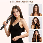 3-in-1 Thermal Brush for Blowout Look, 1.5 inch Heated Round Brush with Ion Detachable Heated, Makes Hair Straightening and Smoother Get Natural Curls, Dual Voltage for Travel, Quick&Easy