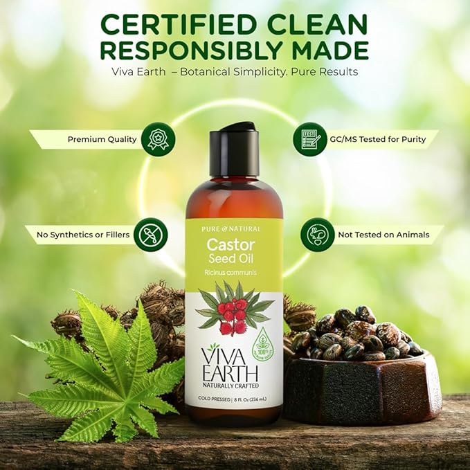 Castor Oil – 100% Pure and Natural Cold-Pressed Premium Castor Carrier Oil for Hair Conditioning, Skin Hydration, Scalp Care, Body Massage, and DIY Beauty Blends – 8 fl oz